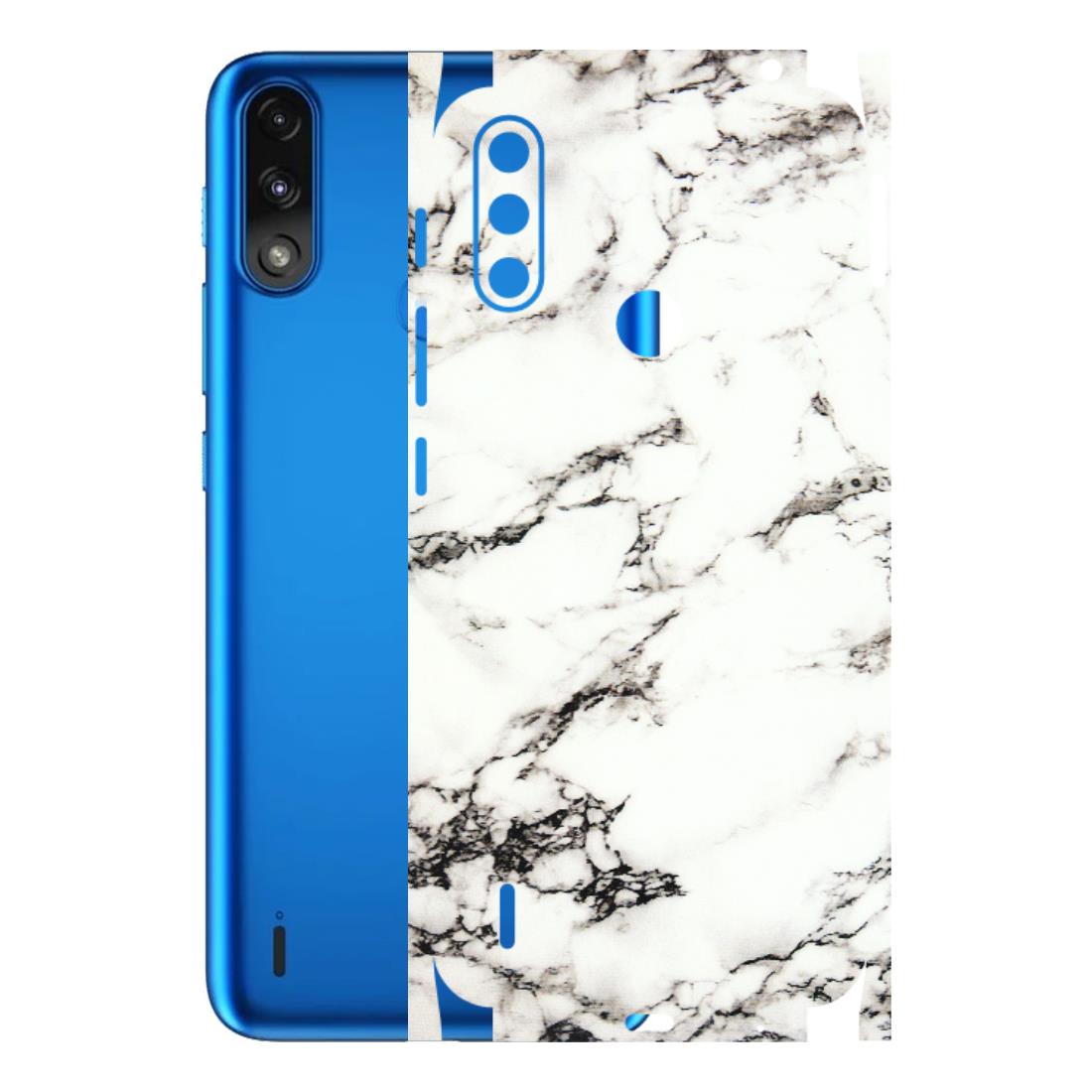 Motorola Phone Skins (All Models) - Black and White Marble Texture - 3D Embossed Finish (L-124) Motorola Moto E7 Power