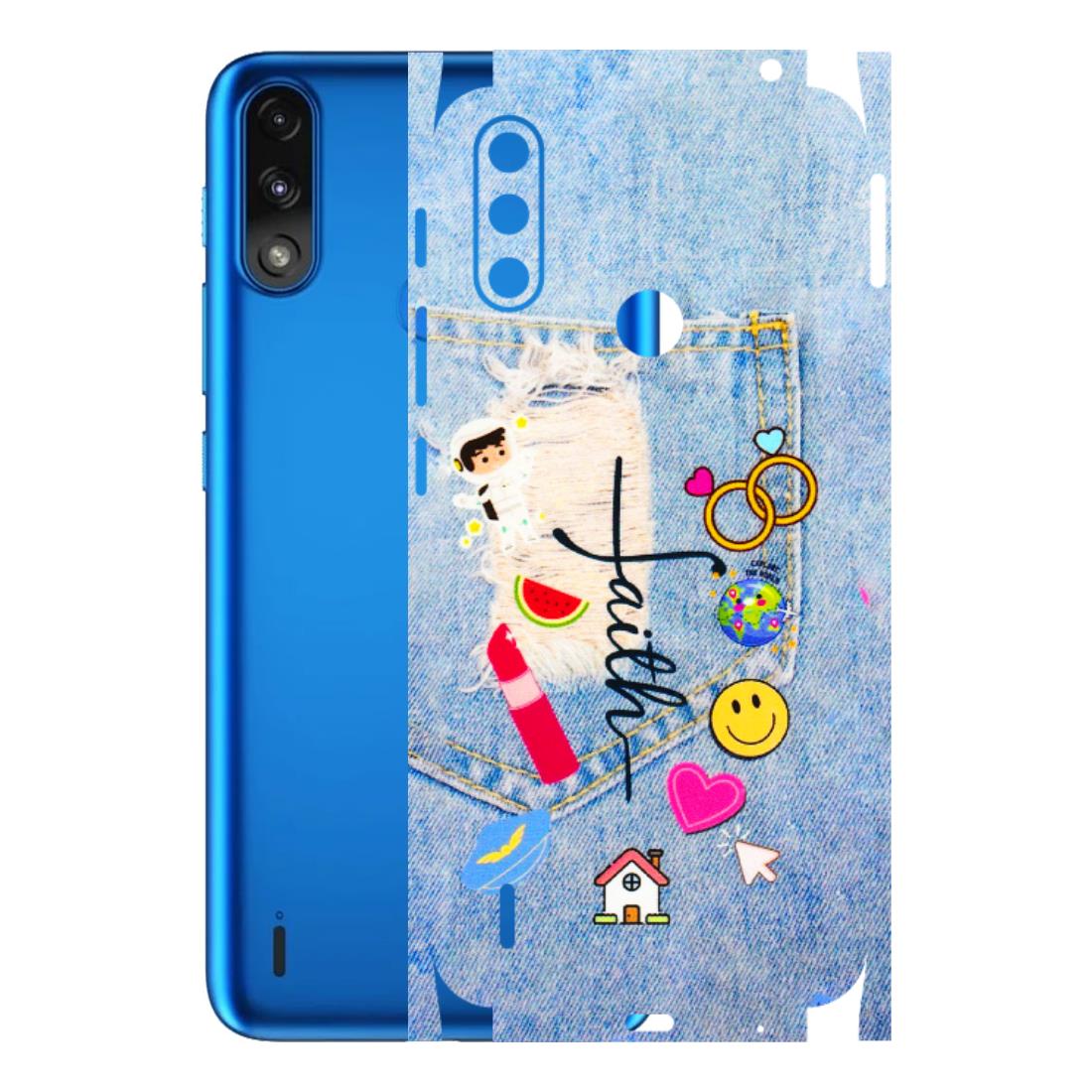 Motorola Phone Skins (All Models) - Denim Jeans Pocket - 3D Embossed Finish (L-134) Motorola Moto E7 Power