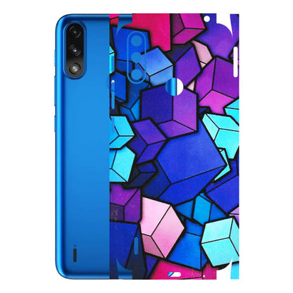 Motorola Phone Skins (All Models) - Cube Doodle - 3D Embossed Finish (L-141) Motorola Moto E7 Power