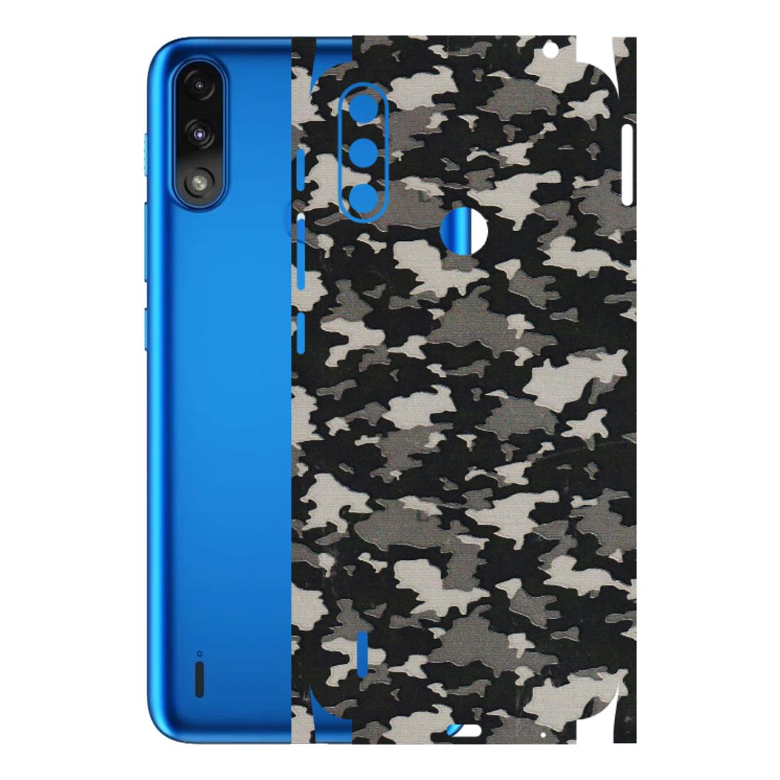 Motorola Phone Skins (All Models) - Black/Grey Camoflaunge - 3D Embossed Finish (L-142) Motorola Moto E7 Power
