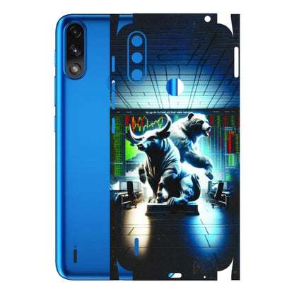 Motorola Phone Skins (All Models) - Stock Market Sensex Bear vs Bulls - 3D Embossed Finish (L-15) Motorola Moto E7 Power