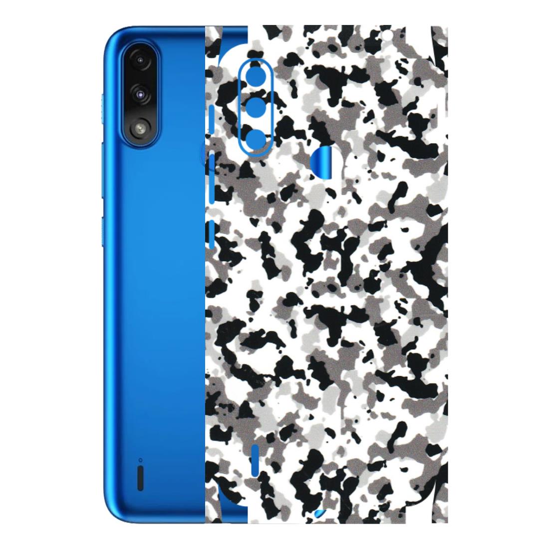 Motorola Phone Skins (All Models) - White Black Camouflage - 3D Embossed Finish (L-18) Motorola Moto E7 Power