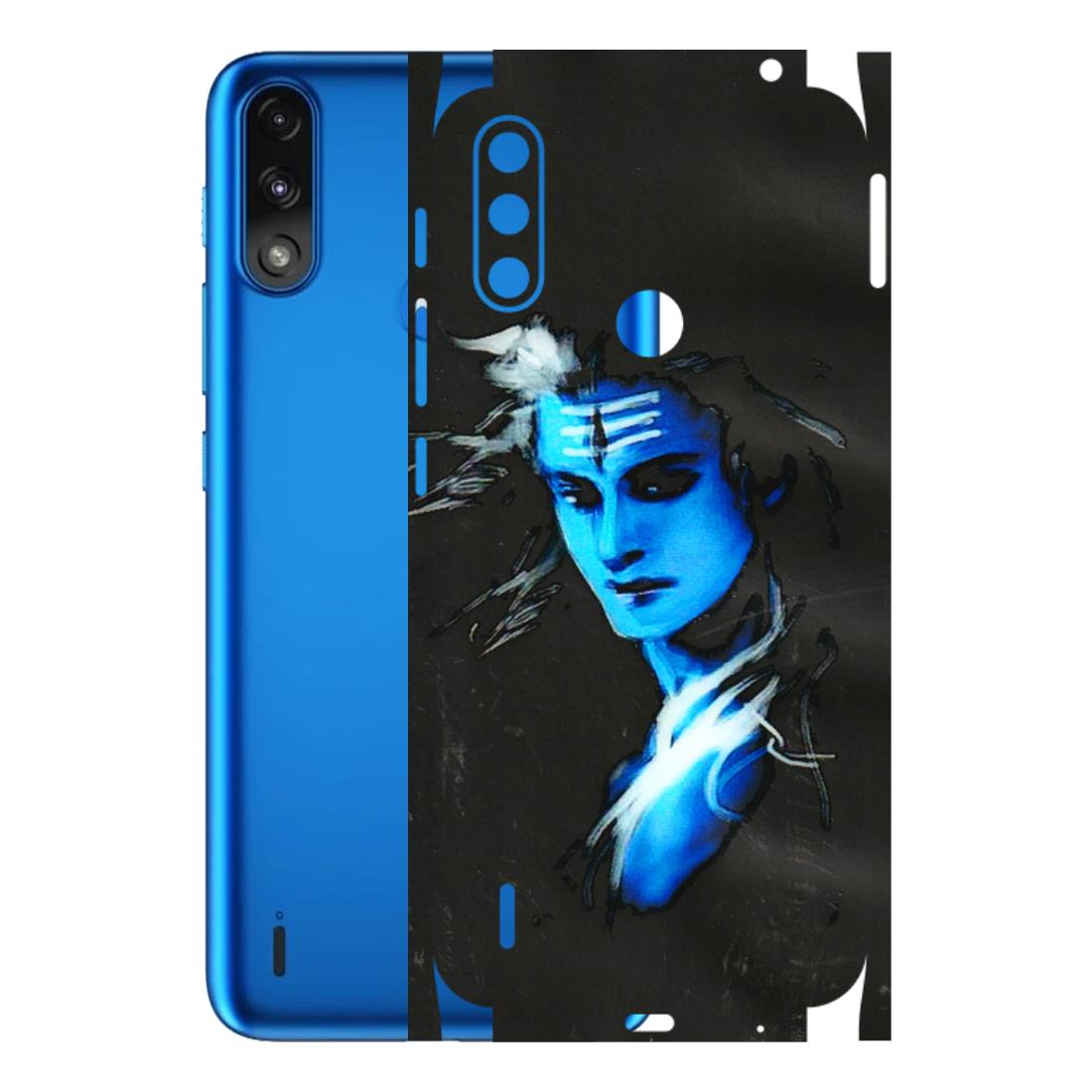 Motorola Phone Skins (All Models) - Har Har Mahadev Blue/Black - 3D Embossed Finish (L-185) Motorola Moto E7 Power