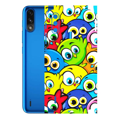 Motorola Phone Skins (All Models) - Cute Fluffy Birds - 3D Embossed Finish (L-213) Motorola Moto E7 Power