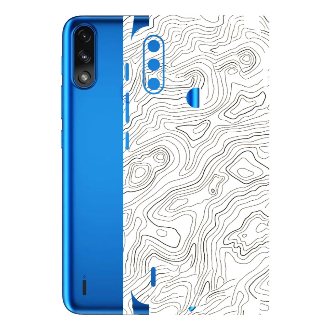 Motorola Phone Skins (All Models) - White Black Swirls - 3D Embossed Finish (L-219) Motorola Moto E7 Power