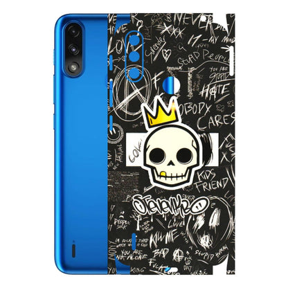 Motorola Phone Skins (All Models) - Funny Skull Black Chalk Grafitti - 3D Embossed Finish (L-22) Motorola Moto E7 Power