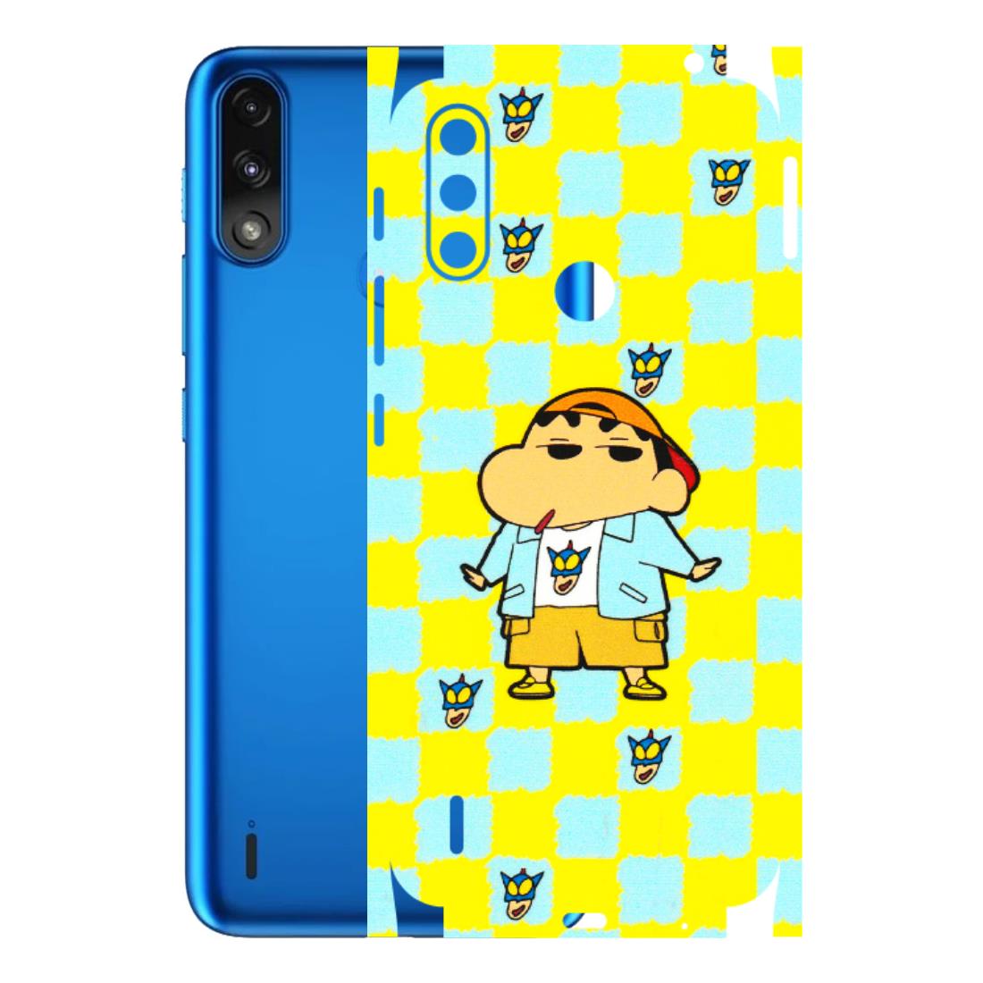 Motorola Phone Skins (All Models) - Yellow Blue Shinchan Cute - 3D Embossed Finish (L-221) Motorola Moto E7 Power