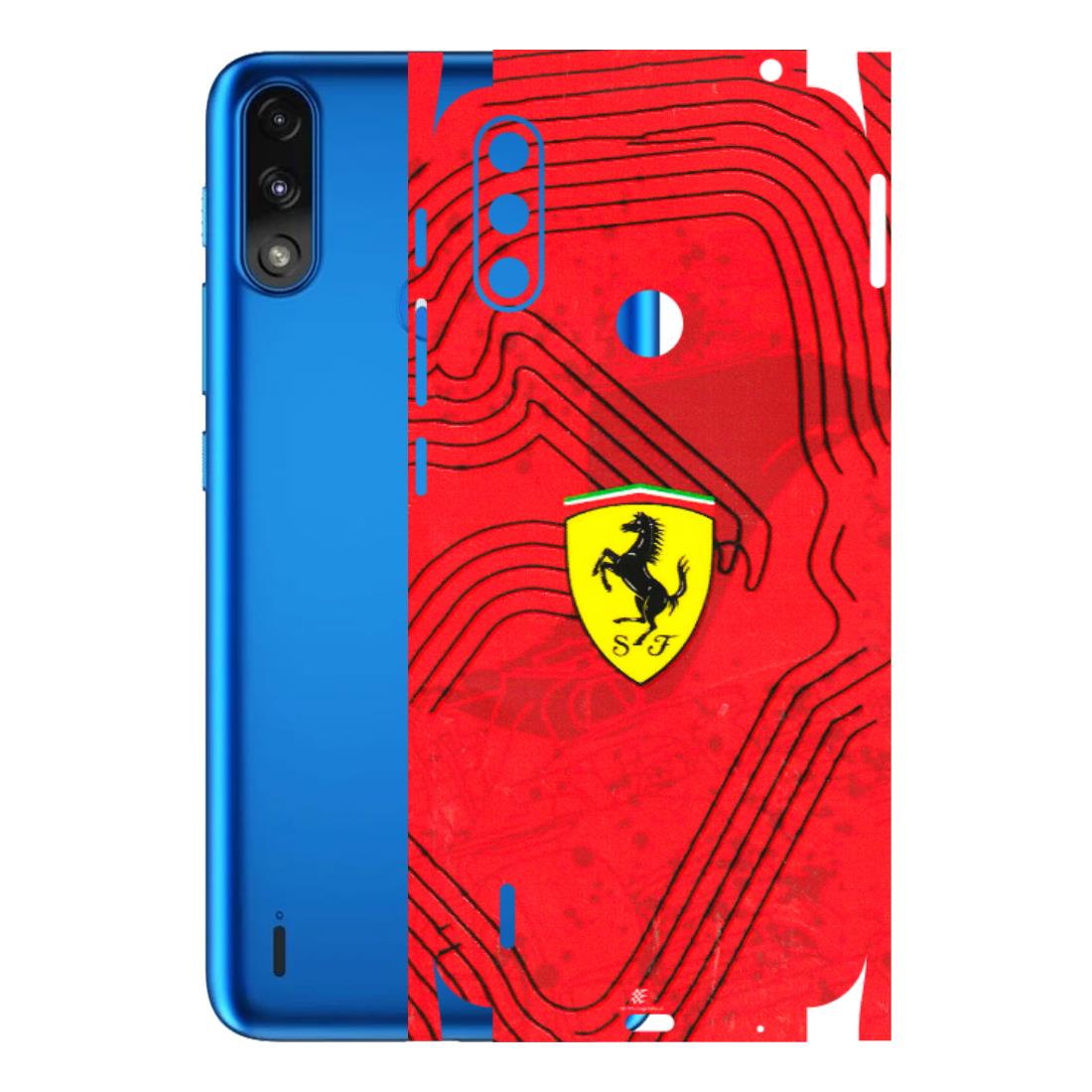 Motorola Phone Skins (All Models) - Red Ferrari Logo Stylish - 3D Embossed Finish (L-238) Motorola Moto E7 Power