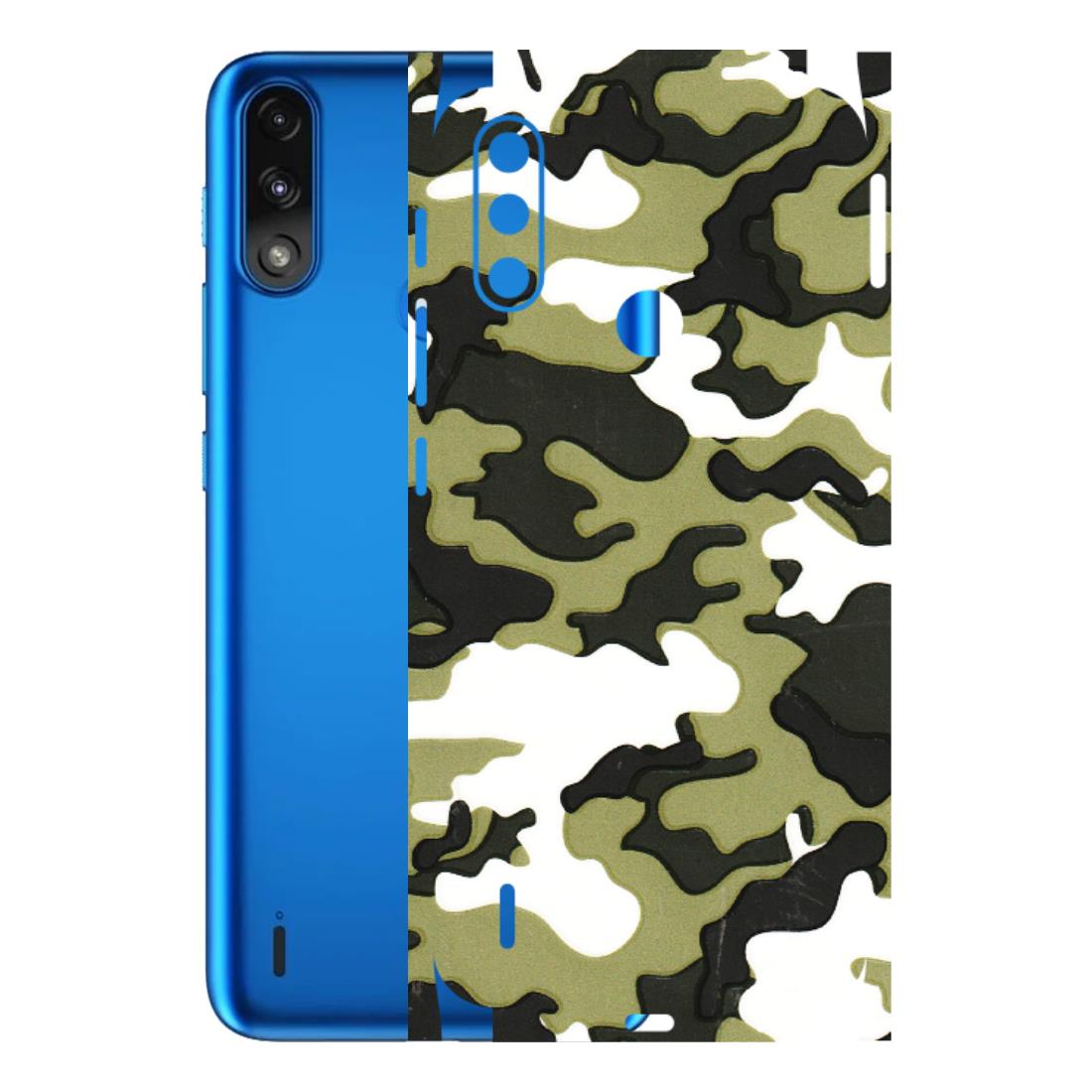 Motorola Phone Skins (All Models) - Camouflages White And Green - 3D Embossed Finish (L-243) Motorola Moto E7 Power