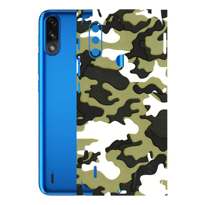 Motorola Phone Skins (All Models) - Camouflages White And Green - 3D Embossed Finish (L-243) Motorola Moto E7 Power