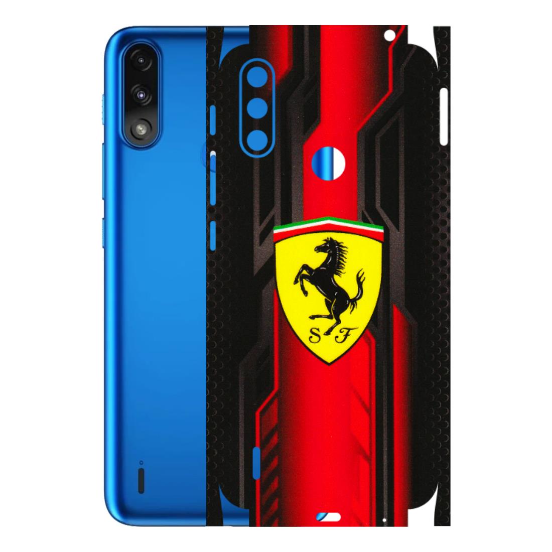 Motorola Phone Skins (All Models) - Black Ferrari Logo - 3D Embossed Finish (L-253) Motorola Moto E7 Power