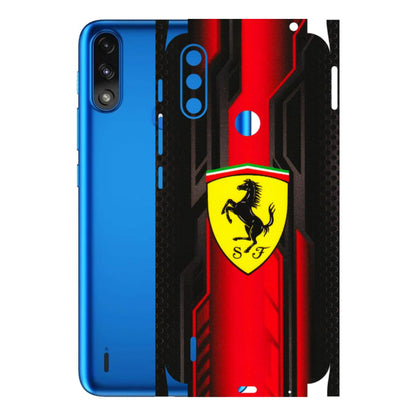 Motorola Phone Skins (All Models) - Black Ferrari Logo - 3D Embossed Finish (L-253) Motorola Moto E7 Power
