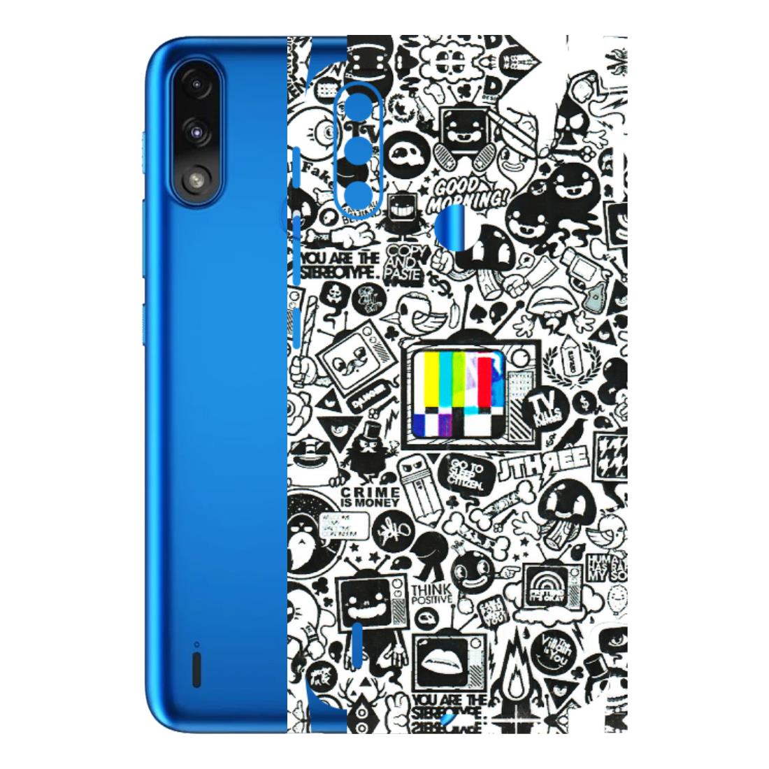 Motorola Phone Skins (All Models) - Doodles Positive Art - 3D Embossed Finish (L-263) Motorola Moto E7 Power