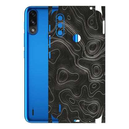 Motorola Phone Skins (All Models) - Abstract White Line Map - 3D Embossed Finish (L-269) Motorola Moto E7 Power