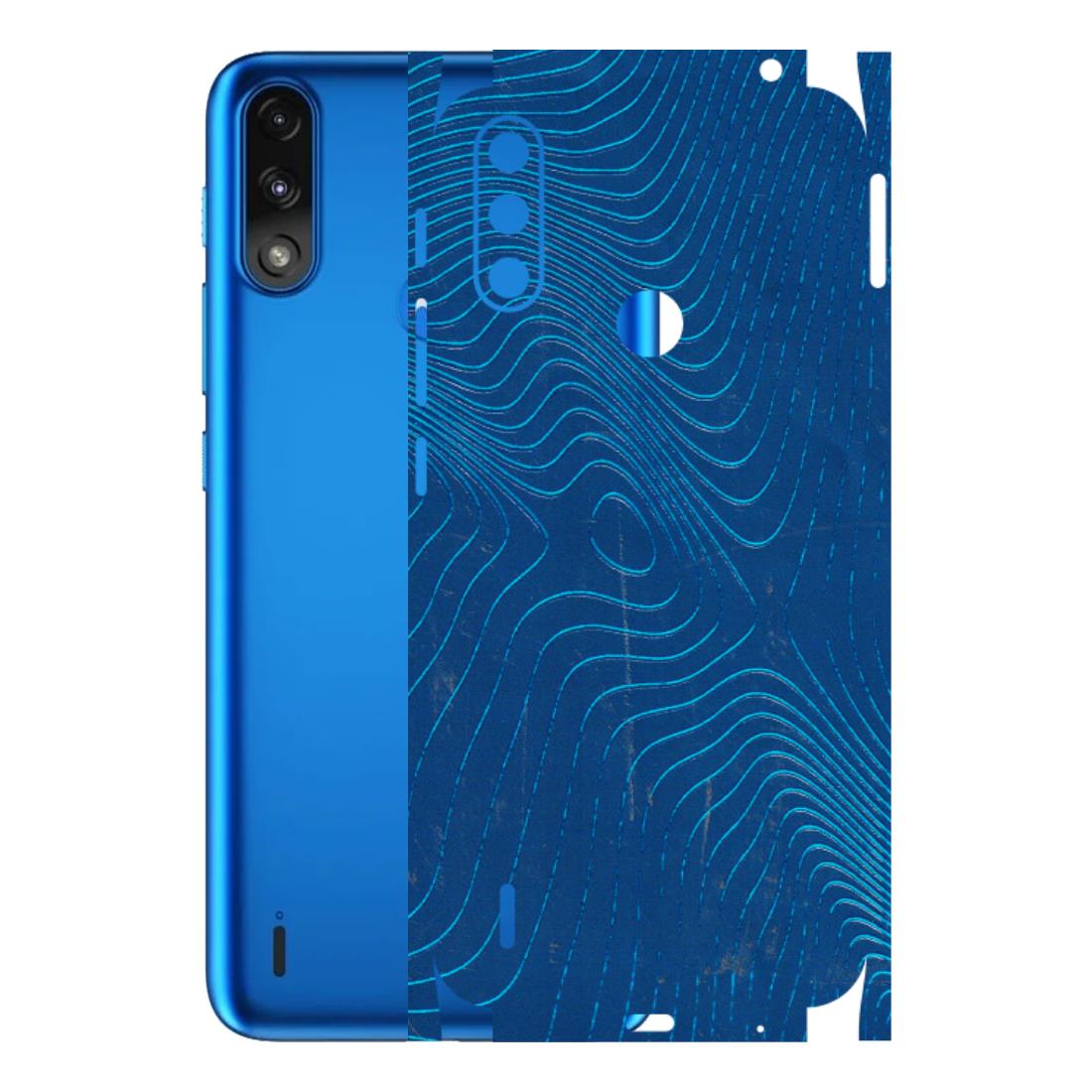 Motorola Phone Skins (All Models) - Abstract Blue Line Map - 3D Embossed Finish (L-272) Motorola Moto E7 Power