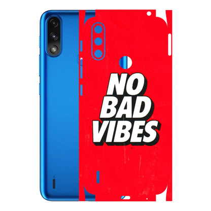 Motorola Phone Skins (All Models) - No Bad Vibes - 3D Embossed Finish (L-280) Motorola Moto E7 Power