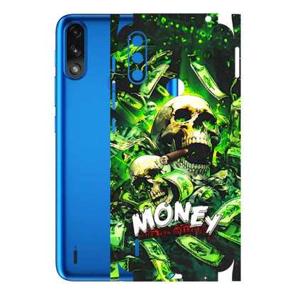 Motorola Phone Skins (All Models) - Skull Money - 3D Embossed Finish (L-303) Motorola Moto E7 Power