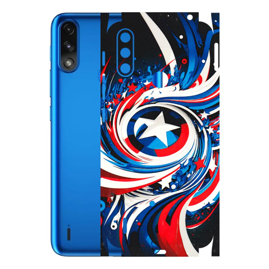 Motorola Phone Skins (All Models) - Captain America Logo - 3D Embossed Finish (L-307) Motorola Moto E7 Power