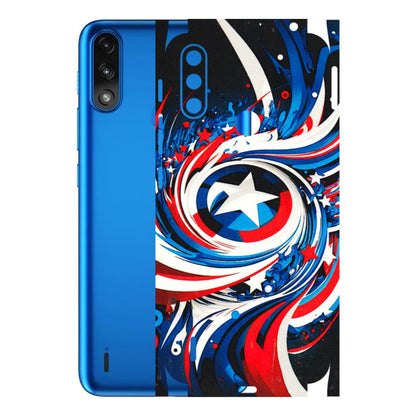 Motorola Phone Skins (All Models) - Captain America Logo - 3D Embossed Finish (L-307) Motorola Moto E7 Power