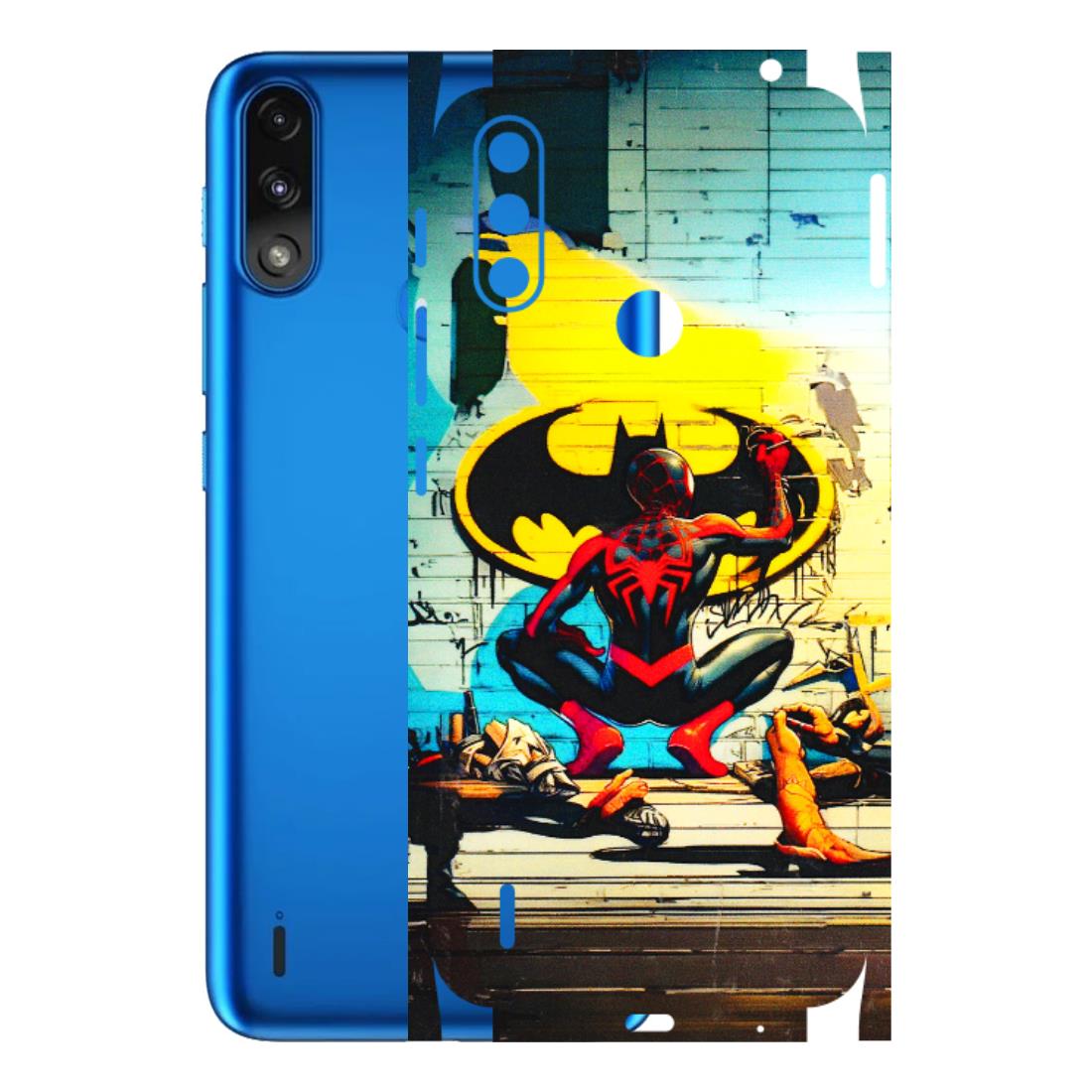 Motorola Phone Skins (All Models) - New Spiderman Bat Logo - 3D Embossed Finish (L-309) Motorola Moto E7 Power