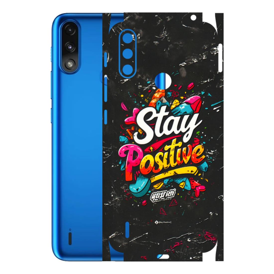 Motorola Phone Skins (All Models) - Stay Positive Black - 3D Embossed Finish (L-31) Motorola Moto E7 Power