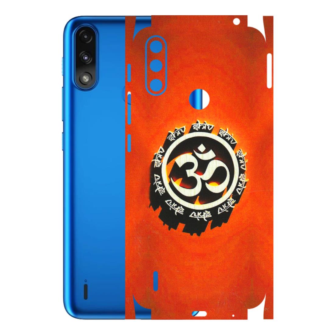 Motorola Phone Skins (All Models) - Aum Shiv Orange - 3D Embossed Finish (L-32) Motorola Moto E7 Power