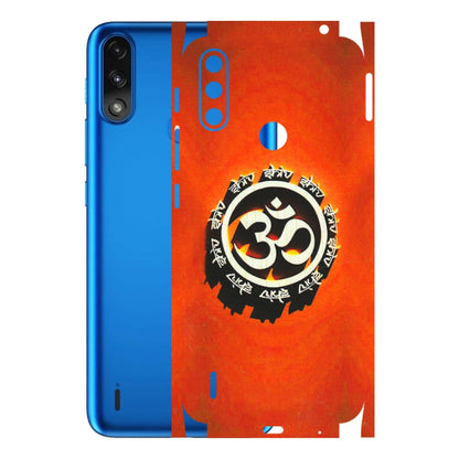 Motorola Phone Skins (All Models) - Aum Shiv Orange - 3D Embossed Finish (L-32) Motorola Moto E7 Power