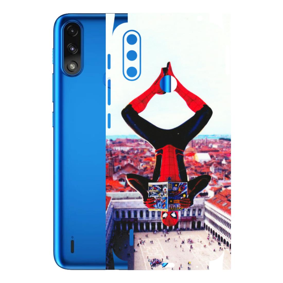 Motorola Phone Skins (All Models) - Spiderman Hanging - 3D Embossed Finish (L-53) Motorola Moto E7 Power