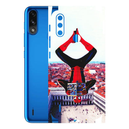Motorola Phone Skins (All Models) - Spiderman Hanging - 3D Embossed Finish (L-53) Motorola Moto E7 Power