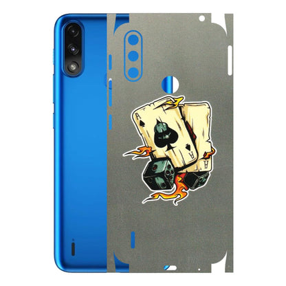 Motorola Phone Skins (All Models) - Grey Cards Of Ace - 3D Embossed Finish (L-77) Motorola Moto E7 Power