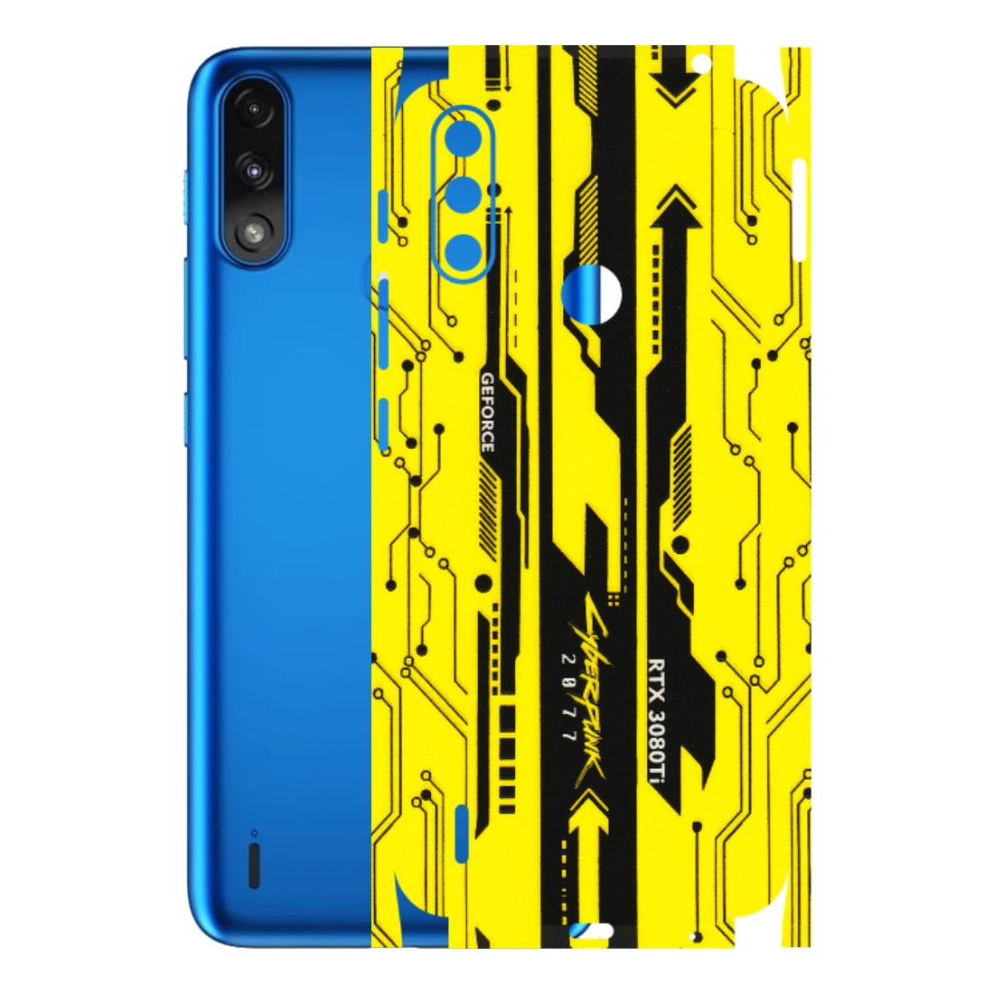 Motorola Phone Skins (All Models) - Yellow Cyberpunk - 3D Embossed Finish (L-93) Motorola Moto E7 Power