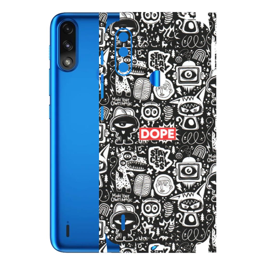 Motorola Phone Skins (All Models) - Dope Stay Classy Black Doodles - Matte Finish (M-126) Motorola Moto E7 Power
