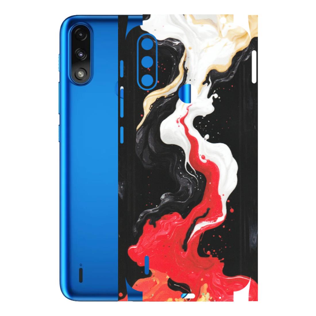 Motorola Phone Skins (All Models) - Black Red White Paint Splash Fusion - Matte Finish (M-56) Motorola Moto E7 Power