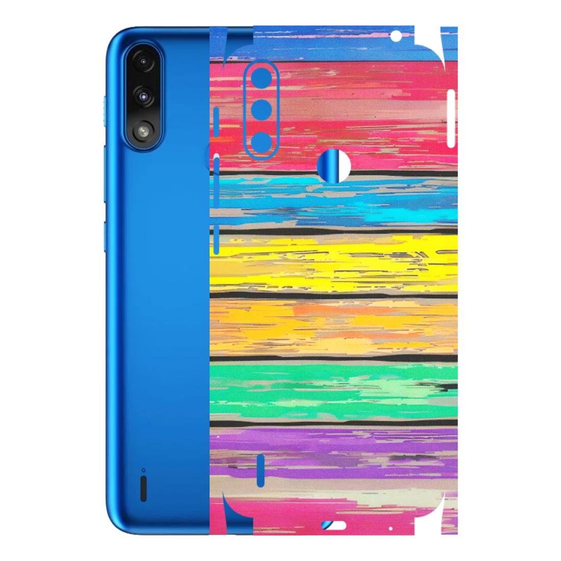 Motorola Phone Skins (All Models) - Multi Colour Wooden Wall - Matte Finish (M-96) Motorola Moto E7 Power