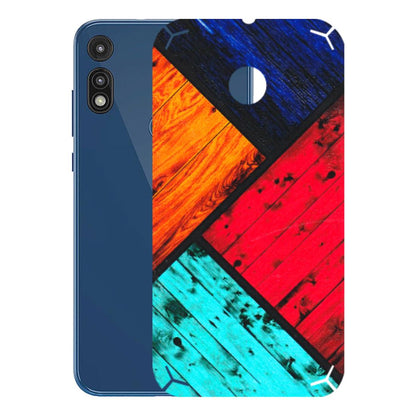Motorola Phone Skins (All Models) - Colourful Wood Panels Abstract - 3D Embossed Finish (L-09) Motorola Moto E