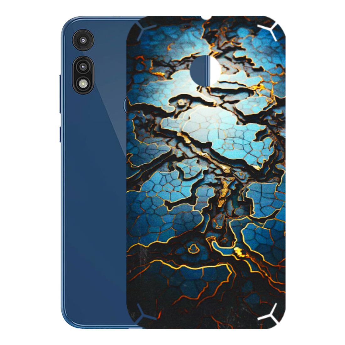 Motorola Phone Skins (All Models) - Blue Gold Abstract - 3D Embossed Finish (L-11) Motorola Moto E
