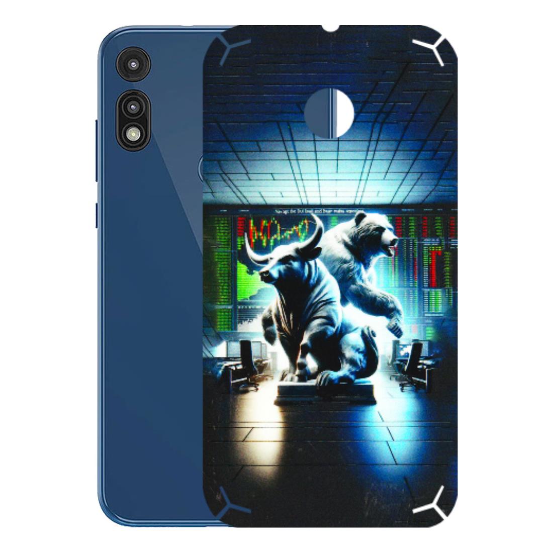 Motorola Phone Skins (All Models) - Stock Market Sensex Bear vs Bulls - 3D Embossed Finish (L-15) Motorola Moto E
