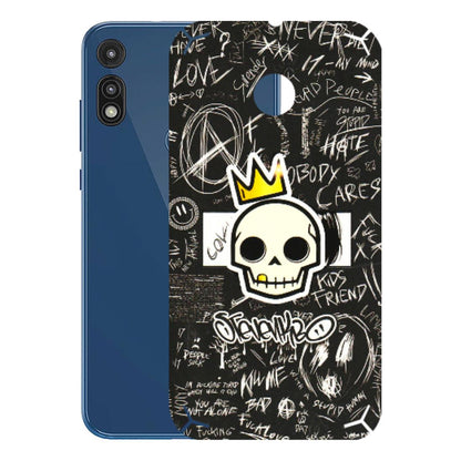 Motorola Phone Skins (All Models) - Funny Skull Black Chalk Grafitti - 3D Embossed Finish (L-22) Motorola Moto E