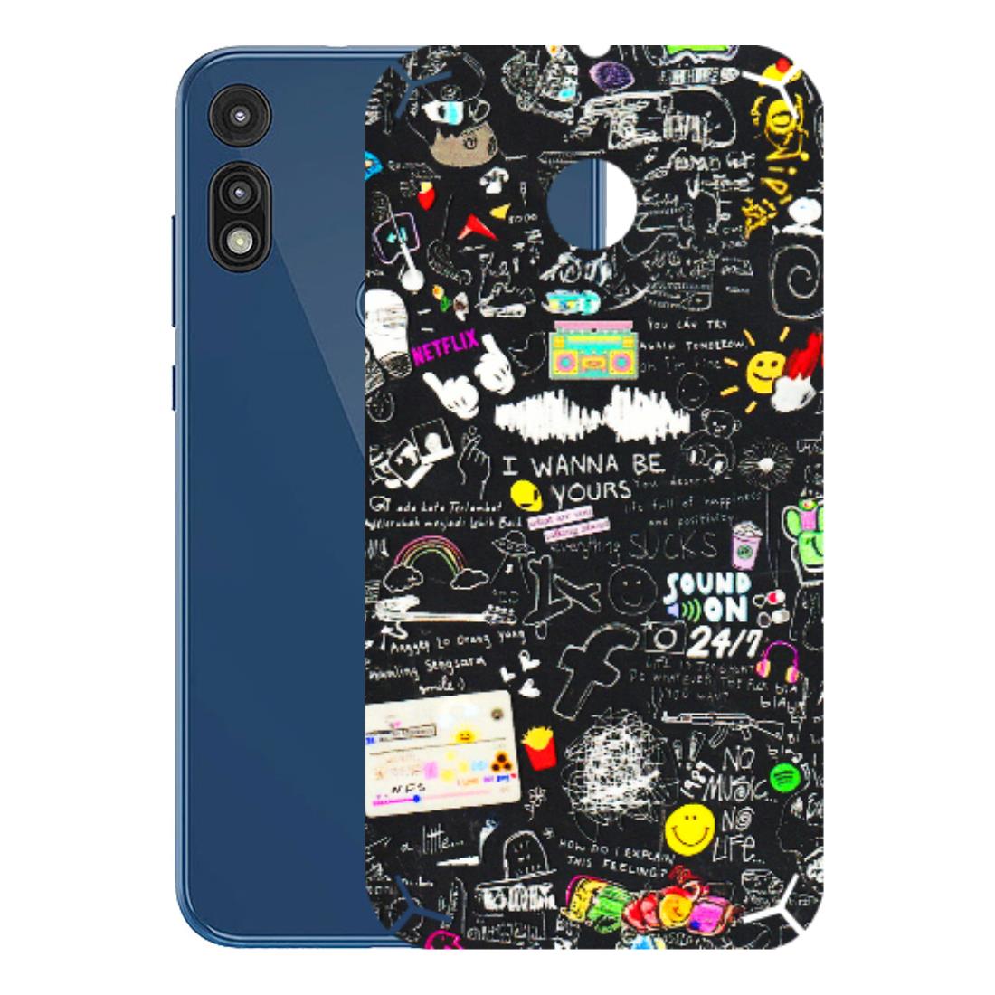 Motorola Phone Skins (All Models) - Black Creatives Doodles - 3D Embossed Finish (L-311) Motorola Moto E