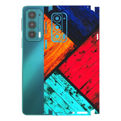 Motorola Phone Skins (All Models) - Colourful Wood Panels Abstract - 3D Embossed Finish (L-09) Motorola Moto Edge 20 (5G)