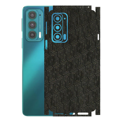 Motorola Phone Skins (All Models) - Black Abstract Pattern - 3D Embossed Finish (L-117) Motorola Moto Edge 20 (5G)