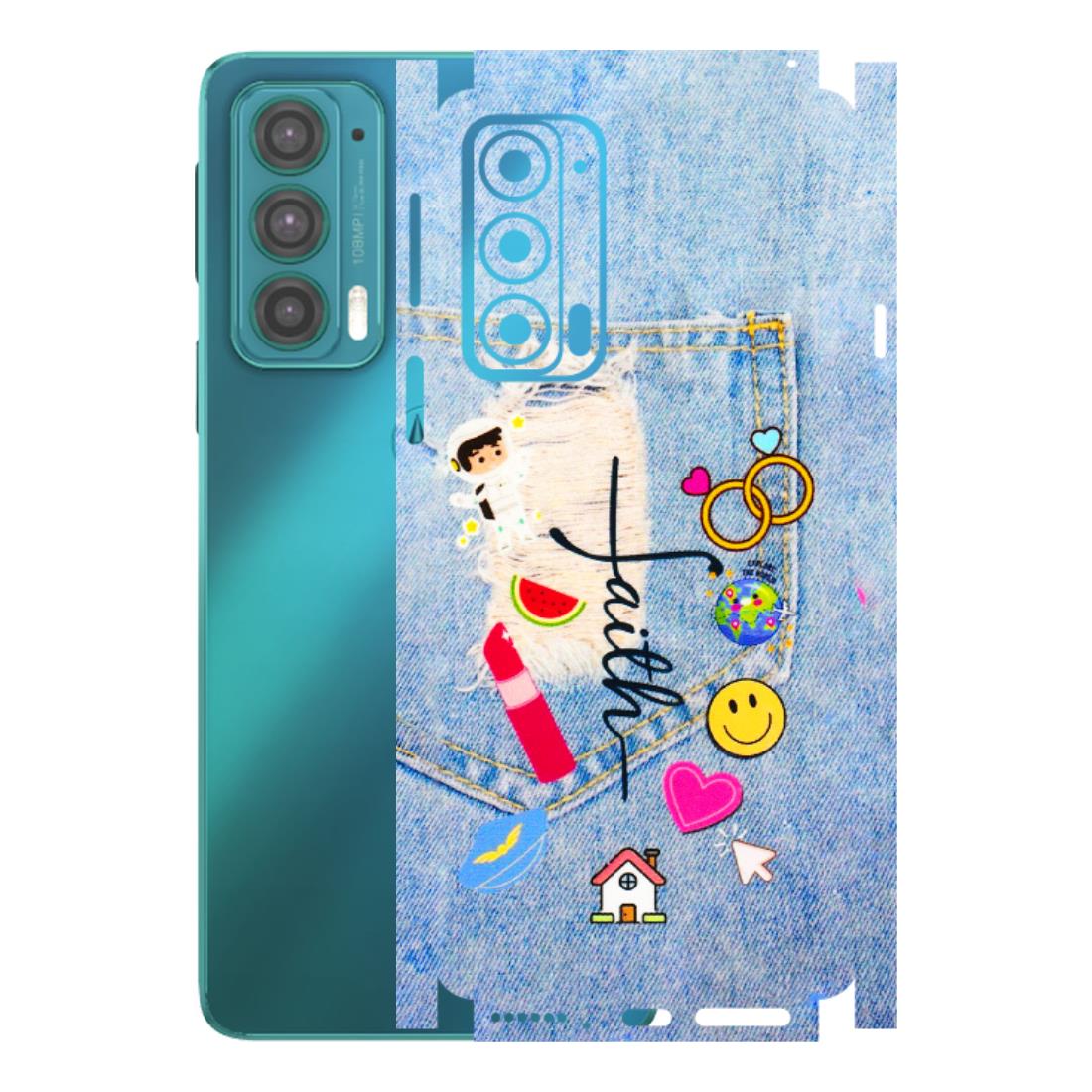 Motorola Phone Skins (All Models) - Denim Jeans Pocket - 3D Embossed Finish (L-134) Motorola Moto Edge 20 (5G)