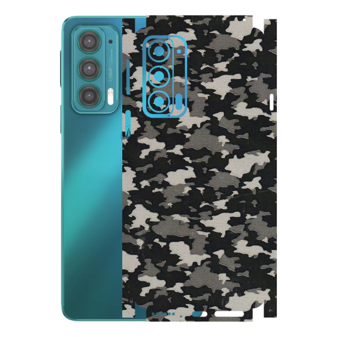 Motorola Phone Skins (All Models) - Black/Grey Camoflaunge - 3D Embossed Finish (L-142) Motorola Moto Edge 20 (5G)