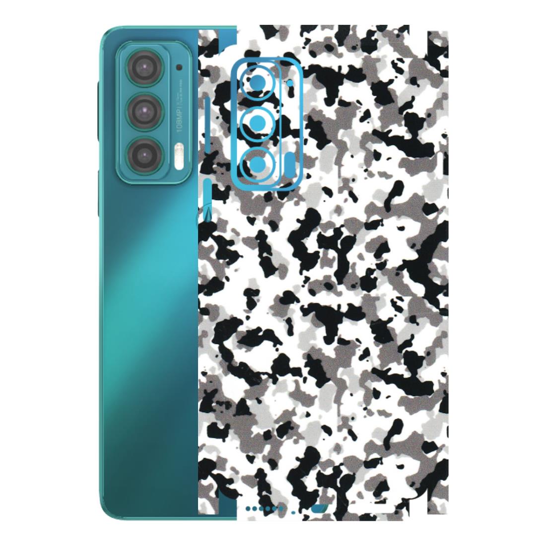Motorola Phone Skins (All Models) - White Black Camouflage - 3D Embossed Finish (L-18) Motorola Moto Edge 20 (5G)