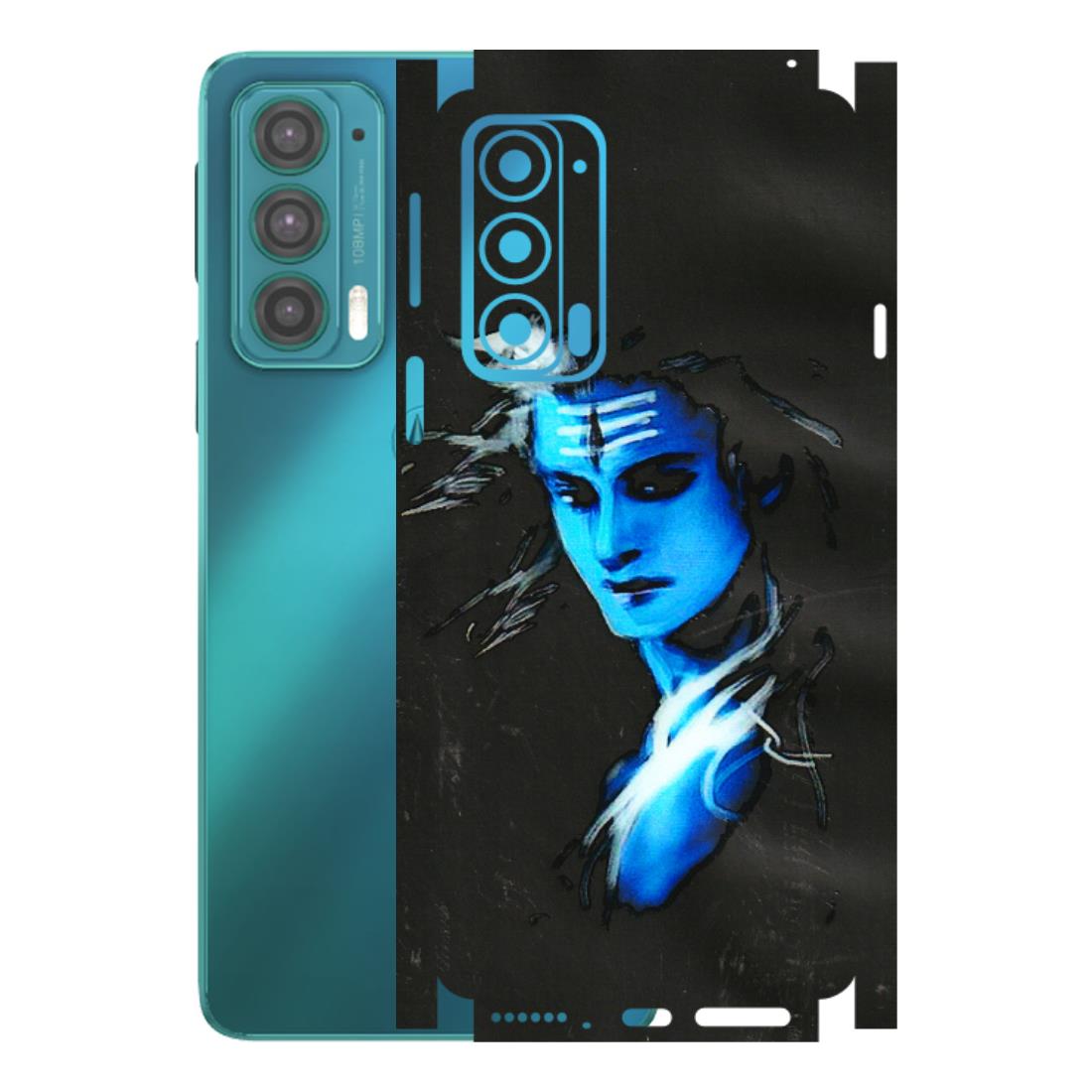 Motorola Phone Skins (All Models) - Har Har Mahadev Blue/Black - 3D Embossed Finish (L-185) Motorola Moto Edge 20 (5G)
