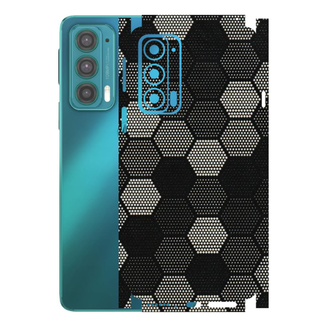 Motorola Phone Skins (All Models) - Black & White Dotted Honeycomb Texture - 3D Embossed Finish (L-202) Motorola Moto Edge 20 (5G)