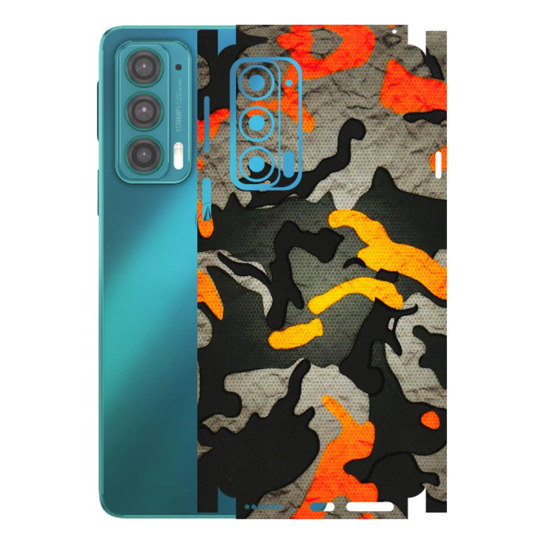 Motorola Phone Skins (All Models) - Orange Camouflage - 3D Embossed Finish (L-204) Motorola Moto Edge 20 (5G)