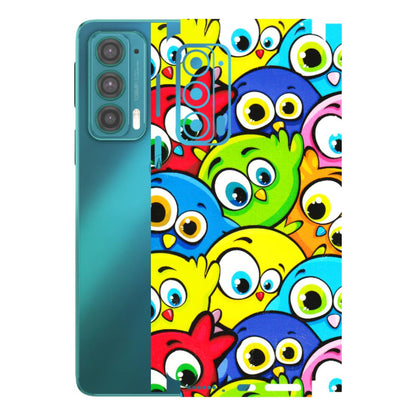 Motorola Phone Skins (All Models) - Cute Fluffy Birds - 3D Embossed Finish (L-213) Motorola Moto Edge 20 (5G)