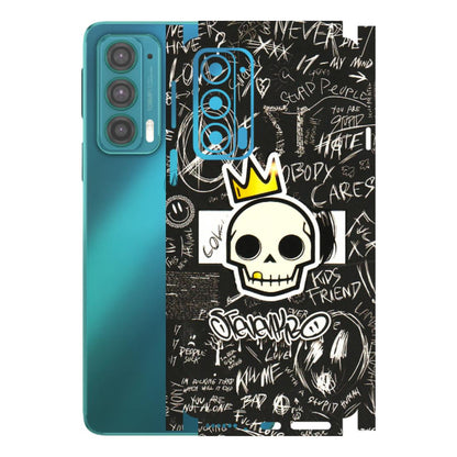 Motorola Phone Skins (All Models) - Funny Skull Black Chalk Grafitti - 3D Embossed Finish (L-22) Motorola Moto Edge 20 (5G)