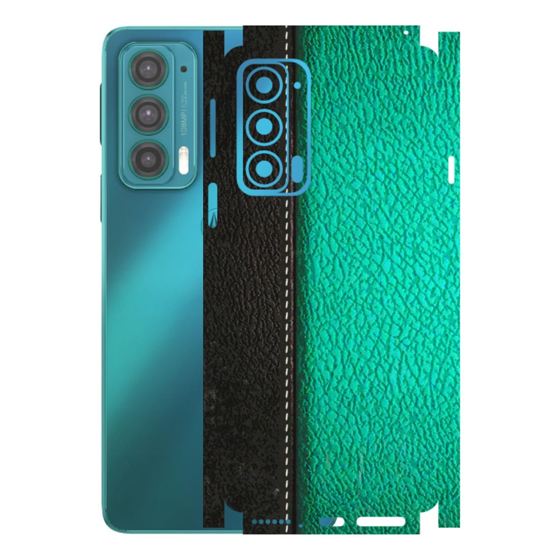 Motorola Phone Skins (All Models) - Black Green Dual Leather Stich - 3D Embossed Finish (L-233) Motorola Moto Edge 20 (5G)